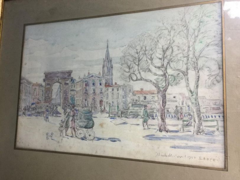 Null Walk in Montpellier. Watercolour signed ASTE and dated 1922. 30 x 45 cm
On &hellip;
