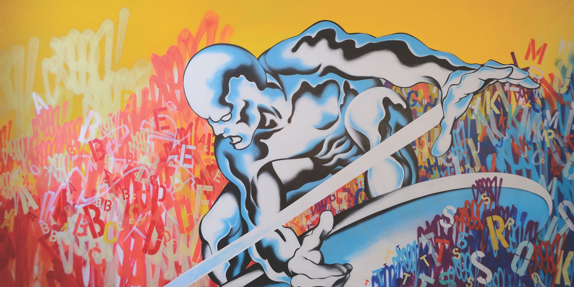 Null *SEEN (1961)

银色冲浪者, 1990

画布上的气雾剂和模板

背面有签名

200 x 500 cm