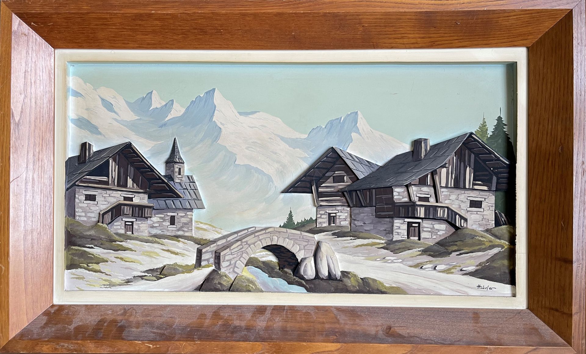 Null HAULER (XXth)

Village in the mountains.

Polychrome carved wood painting, &hellip;