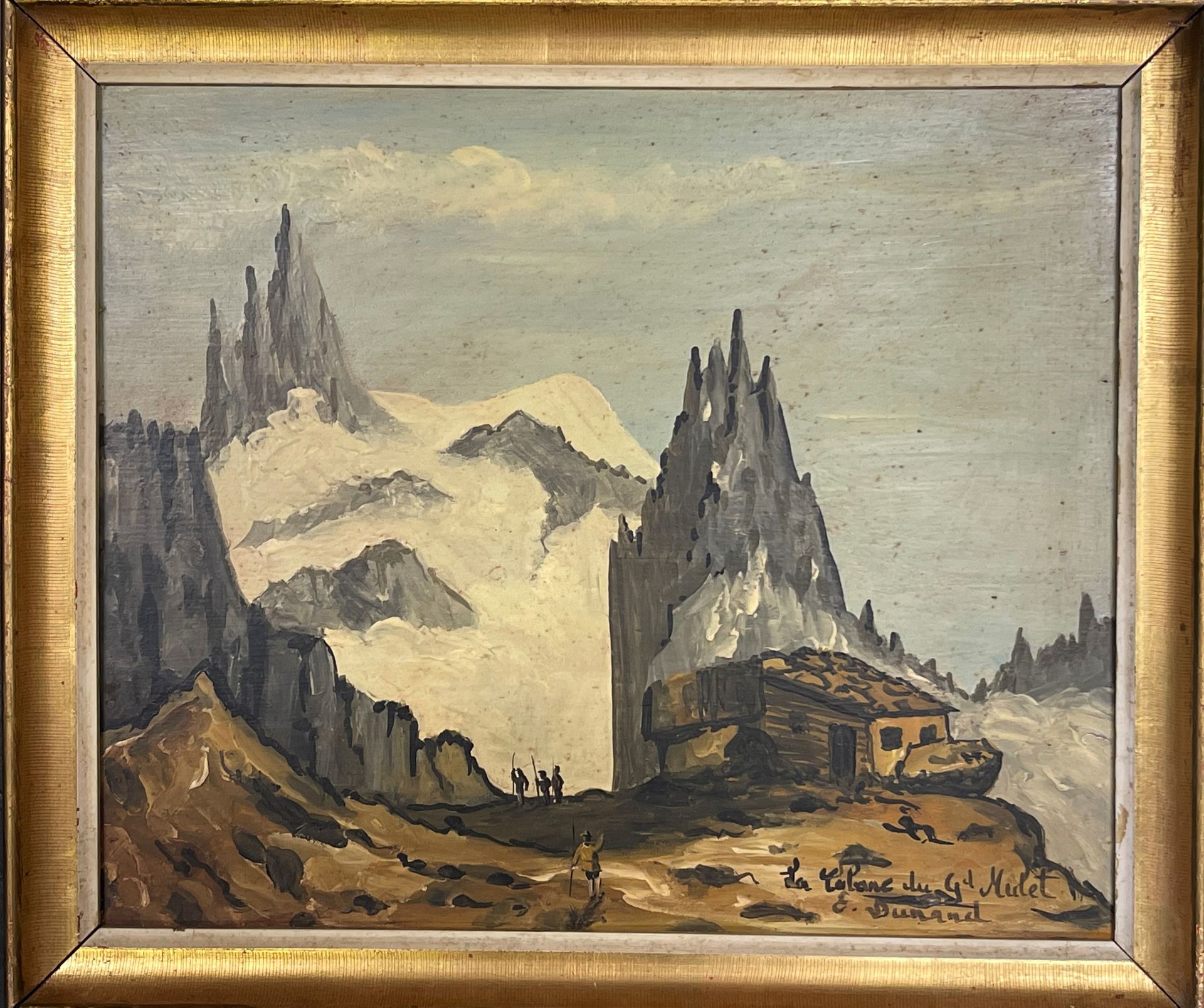 Null Etienne DUNAND (20岁)

"Gd Mulet的小屋"，1928年。

油画，有签名，位于右下方。背面有签名、献词和日期 "7月28日&hellip;