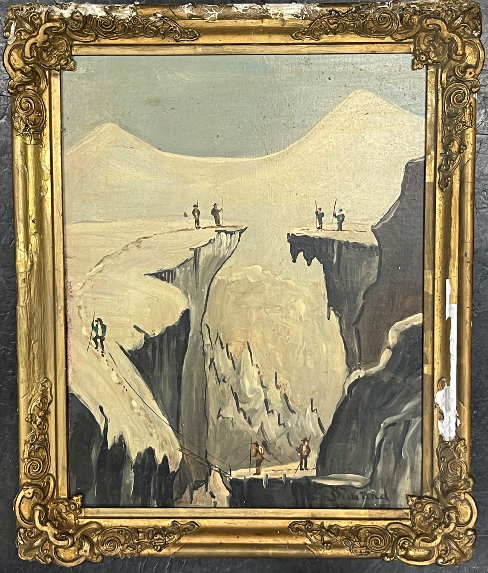Null Etienne DUNAND (20岁)

"Ascencion du Mont-Blanc"。

纸板上的油画，右下方有签名。

36 x 29 厘&hellip;