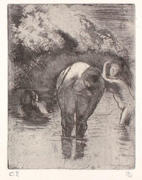 Camille PISSARRO (1830-1903) «Les trois baigneuses», 1895 (L.D 117). Eau-forte n&hellip;