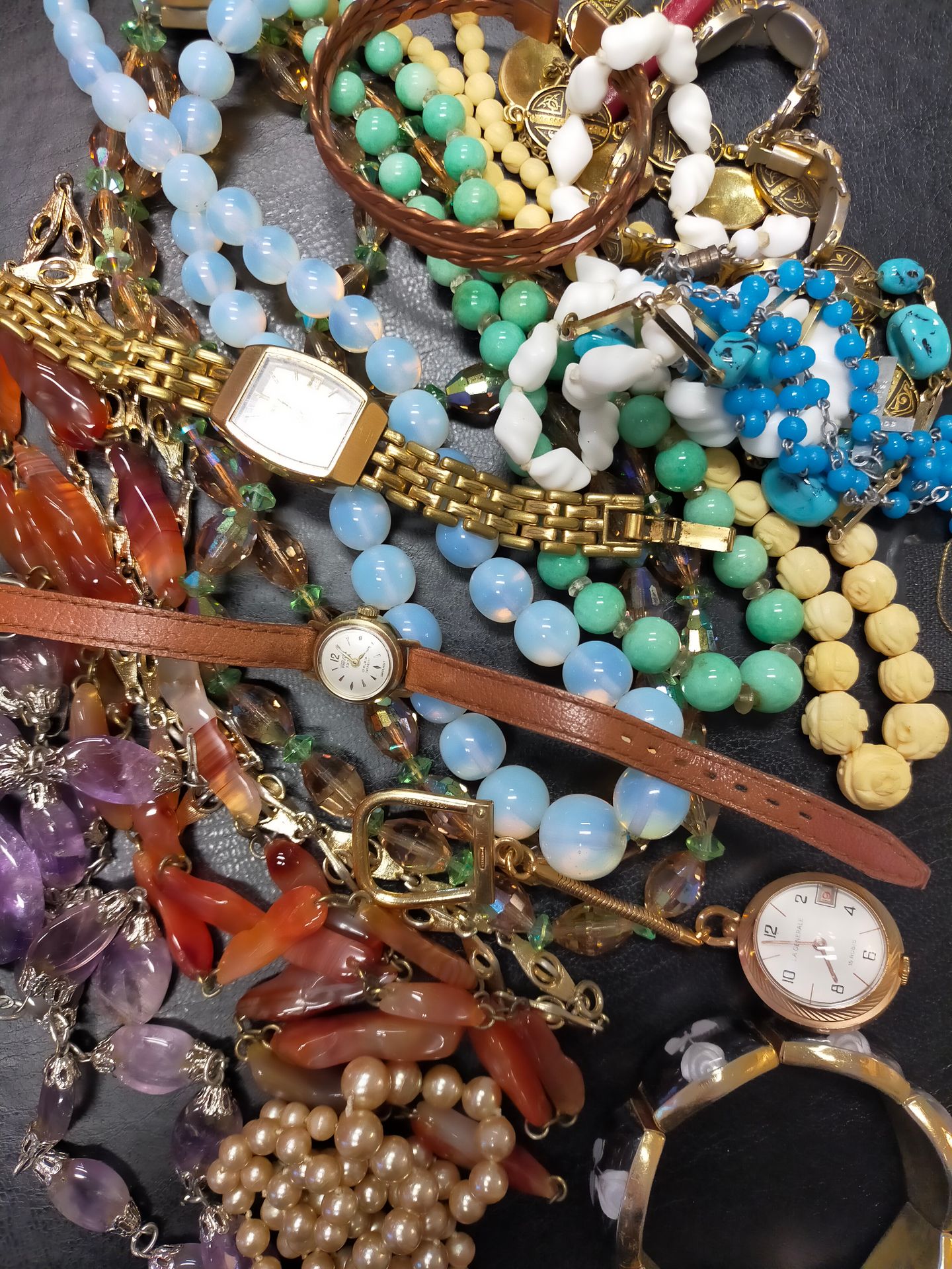Null Lot de bijoux fantaisie : colliers, montres, bracelets