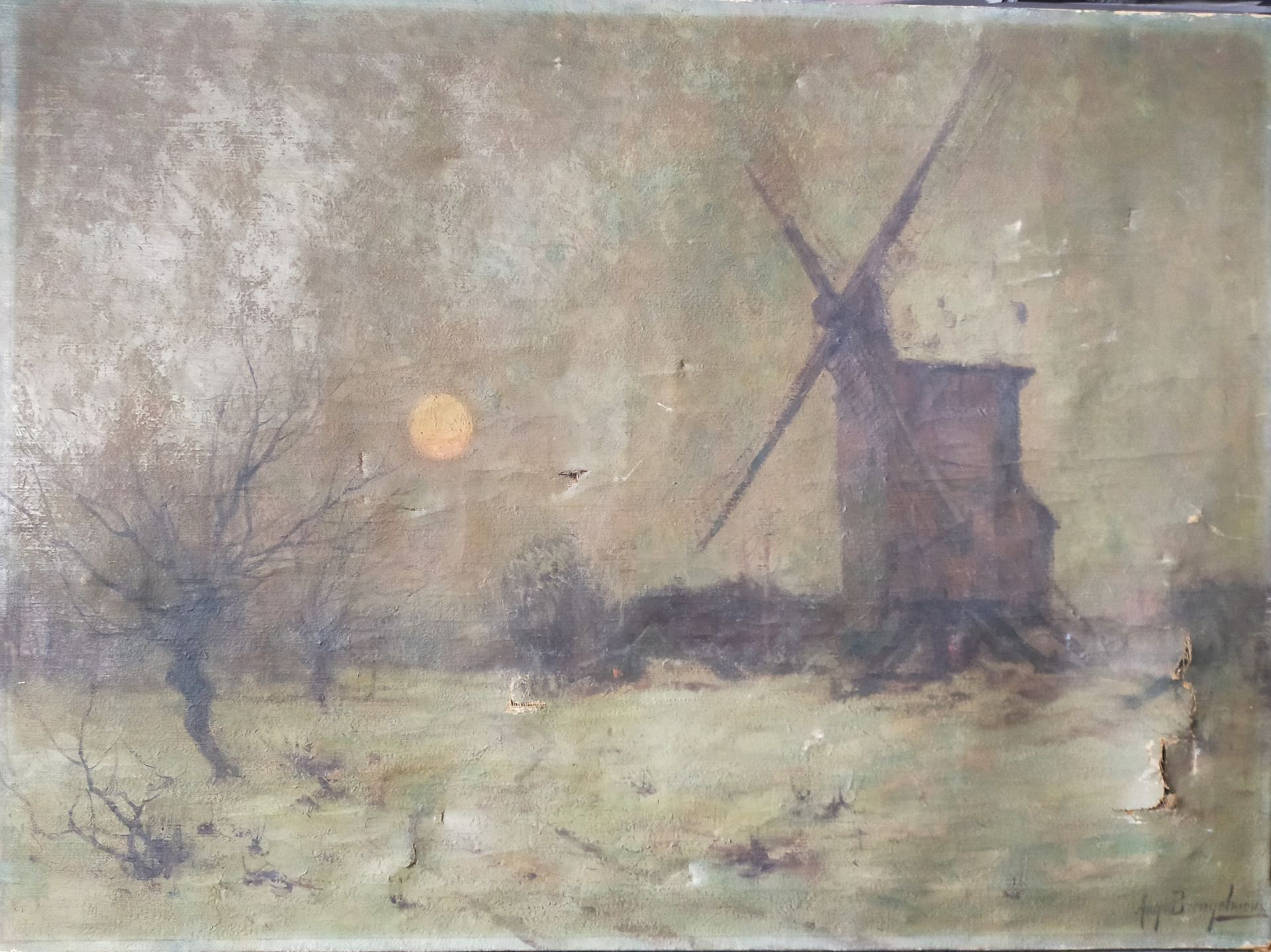 Null ECOLE MODERNE
Moulin en hiver
Huile sur toile , porte une signature
70x94 c&hellip;