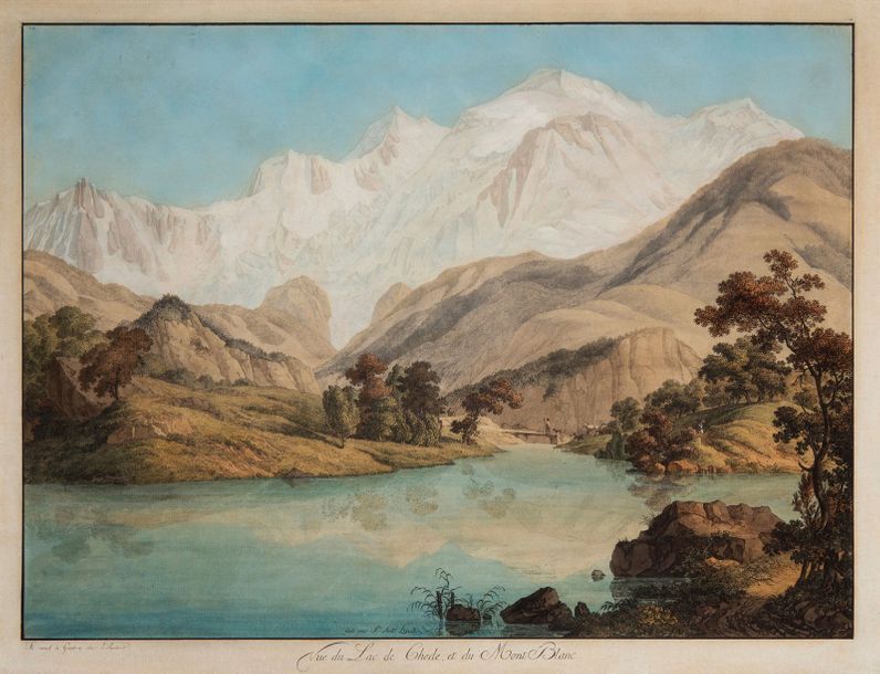 Jean-Antoine Linck (1766-1843) Vue du lac de Chède et du Mont-Blanc, circa 1795.&hellip;