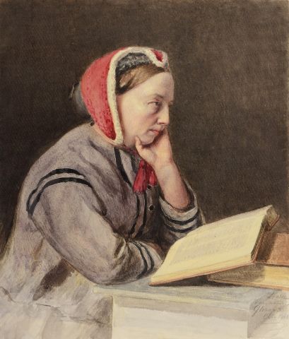 Null Portrait de femme avec une capeline rouge à la lecture.
Lavis, aquarelle et&hellip;