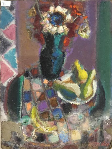 Nicolas ISSAIEV (1891-1977) Vase de fleurs.
Huile sur papier marouflée sur carto&hellip;
