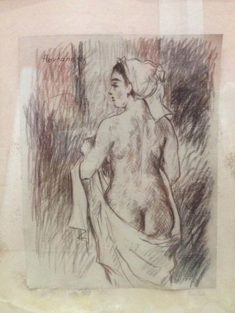 Hovhannès HAROUTIOUNIAN (1950) Nu drapé.
Fusain, signé en haut à gauche.
30,6 x &hellip;