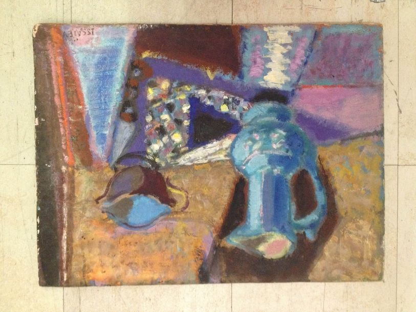 Nicolas ISSAIEV (1891-1977) Pichet Bleu.
Huile sur papier marouflé sur isorel, s&hellip;