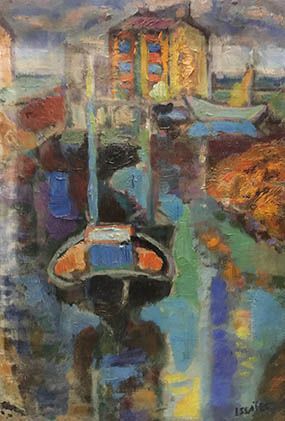 Nicolas ISSAIEV (1891-1977) Bateaux sur un canal.
Huile sur toile, signée en bas&hellip;
