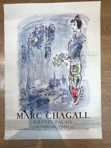 CHAGALL (D'APRÈS) «Grand Palais» 1969/1970.
Affiche lithographique en couleur. S&hellip;