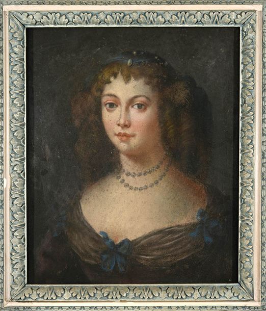Dans le goût du XVIIe Portrait de femme au collier de perles.
Pastel.
45 x 34 cm&hellip;