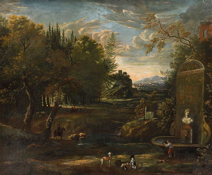 Félix MEYER (1653-1713) Paysage animé à la fontaine
Huile sur toile, signée et d&hellip;
