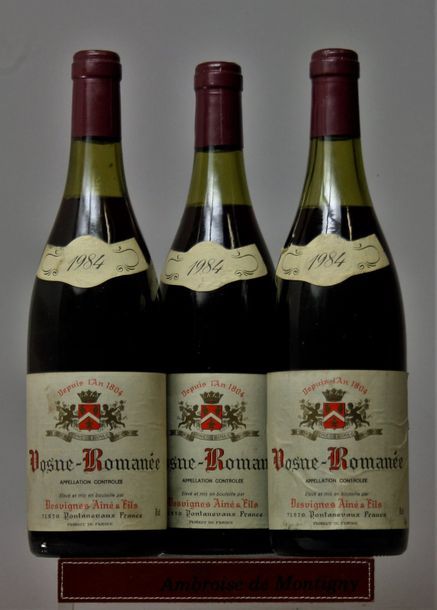 Null 3 bouteilles VOSNE ROMANEE - DESVIGNES Ainé et Fils. 1984. Etiquettes légèr&hellip;