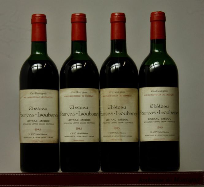 Null 4 bouteilles CHÂTEAU FOURCAS-LOUBANEY - Listrac. 1985. Etiquettes tachées, &hellip;