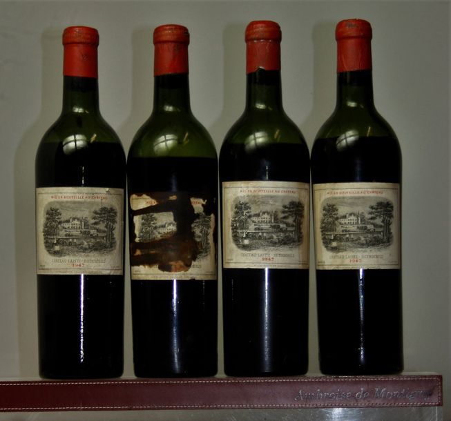 Null 4 bouteilles CHÂTEAU LAFITE ROTHSCHILD - 1er Gcc Pauillac. 1947. 3 étiquett&hellip;