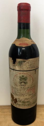 Null 1 bouteille Château MOUTON ROTHSCHILD - 1er GCC Pauillac n°43074. 1947. Eti&hellip;