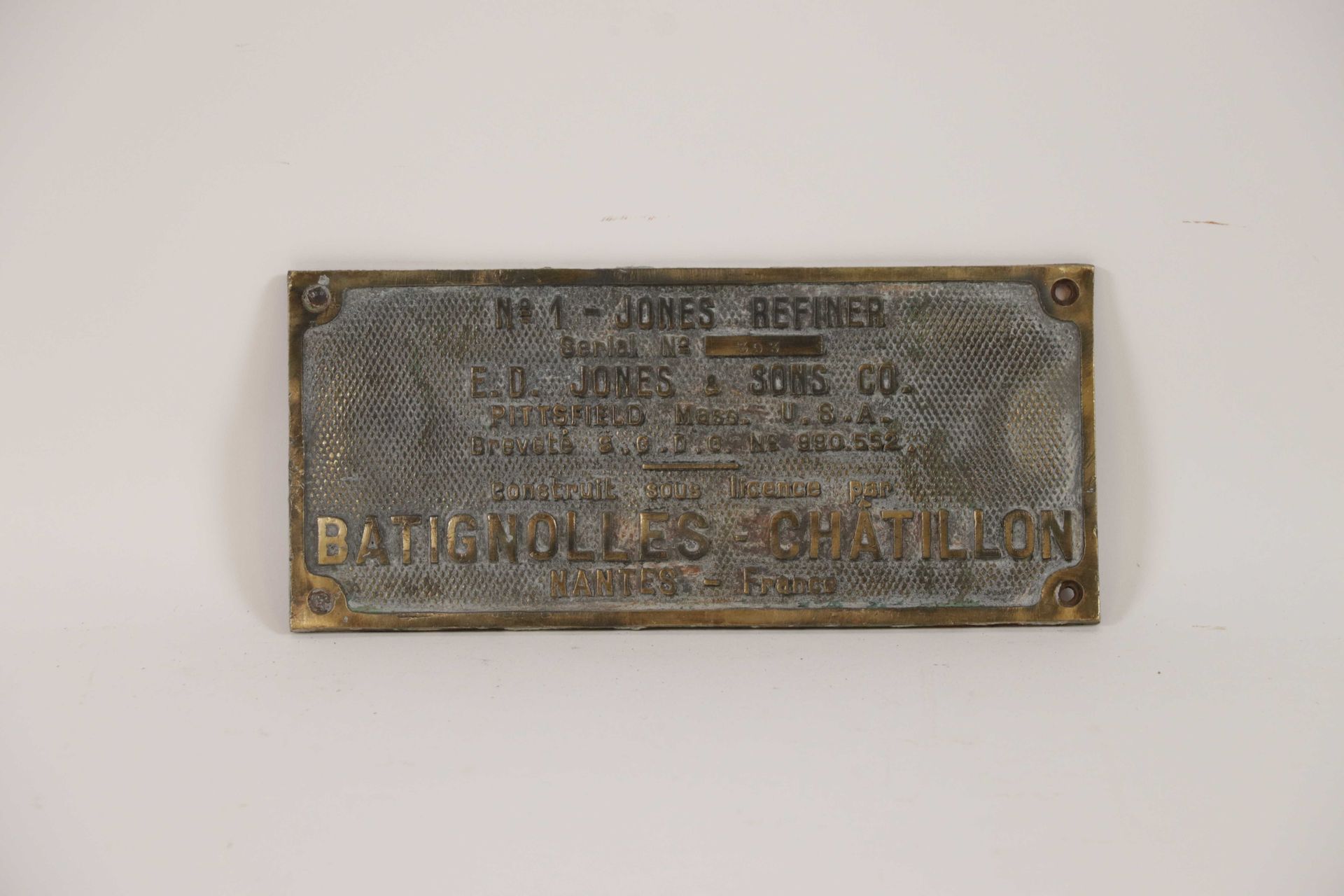 Null Antigua placa E.D JONES & SONS USA (Batignolles-Chatillon)