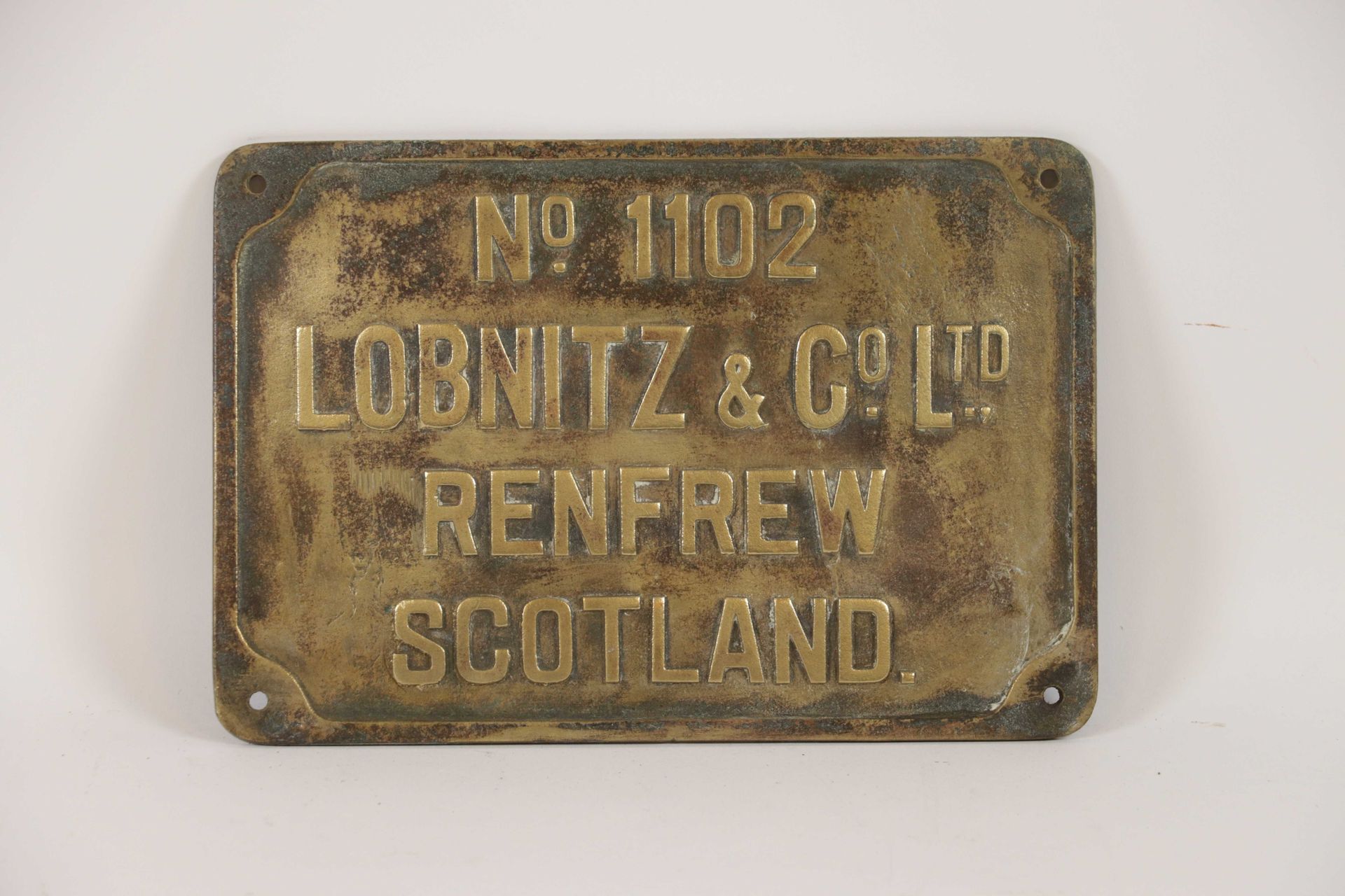 Null Old LOBNITZ & COMPANY shipbuilding plate. RENFREW SCOTLAND