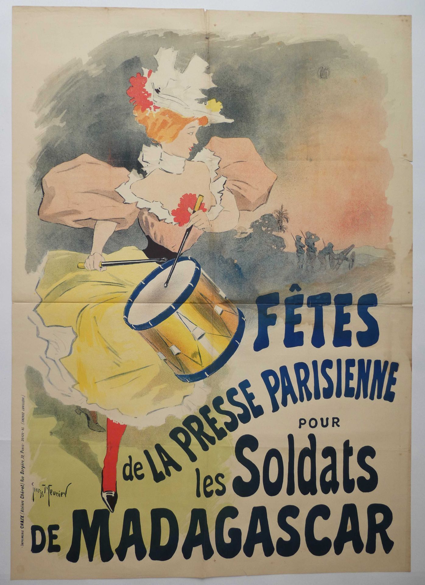 Null Georges MEUNIER (1869-1942) "巴黎新闻界为马达加斯加军人举办的庆典"。由Chaix（Ateliers Chéret）印刷。&hellip;