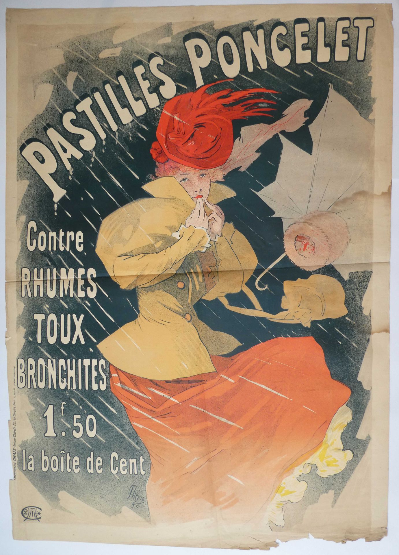 Null Jules CHERET (1836-1932) " Pastilles Poncelet ". Printed by Chaix (Ateliers&hellip;