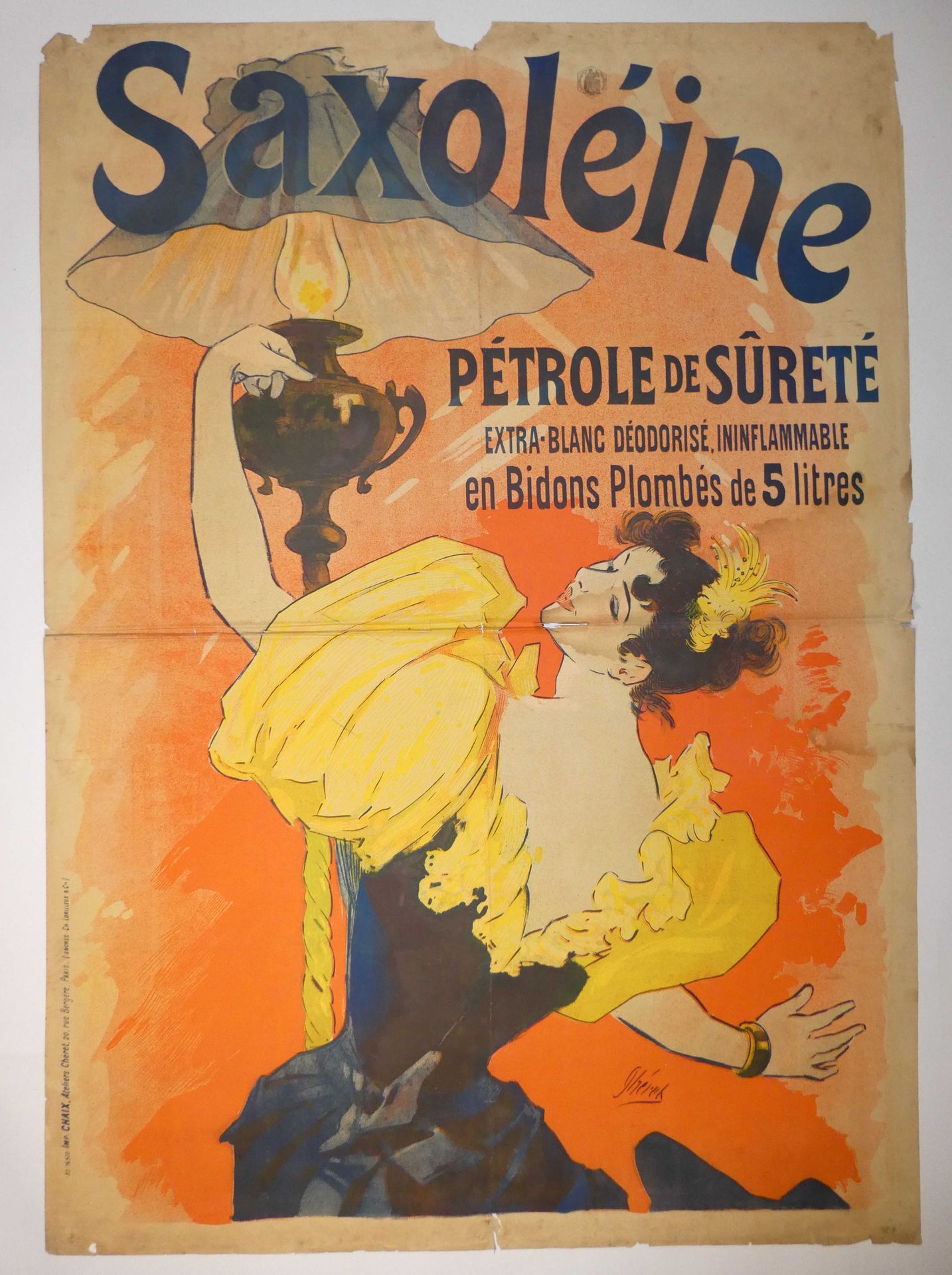Null Jules CHERET (1836-1932) « Saxoléine, Pétrole de Sûreté ». Imprimerie Chaix&hellip;