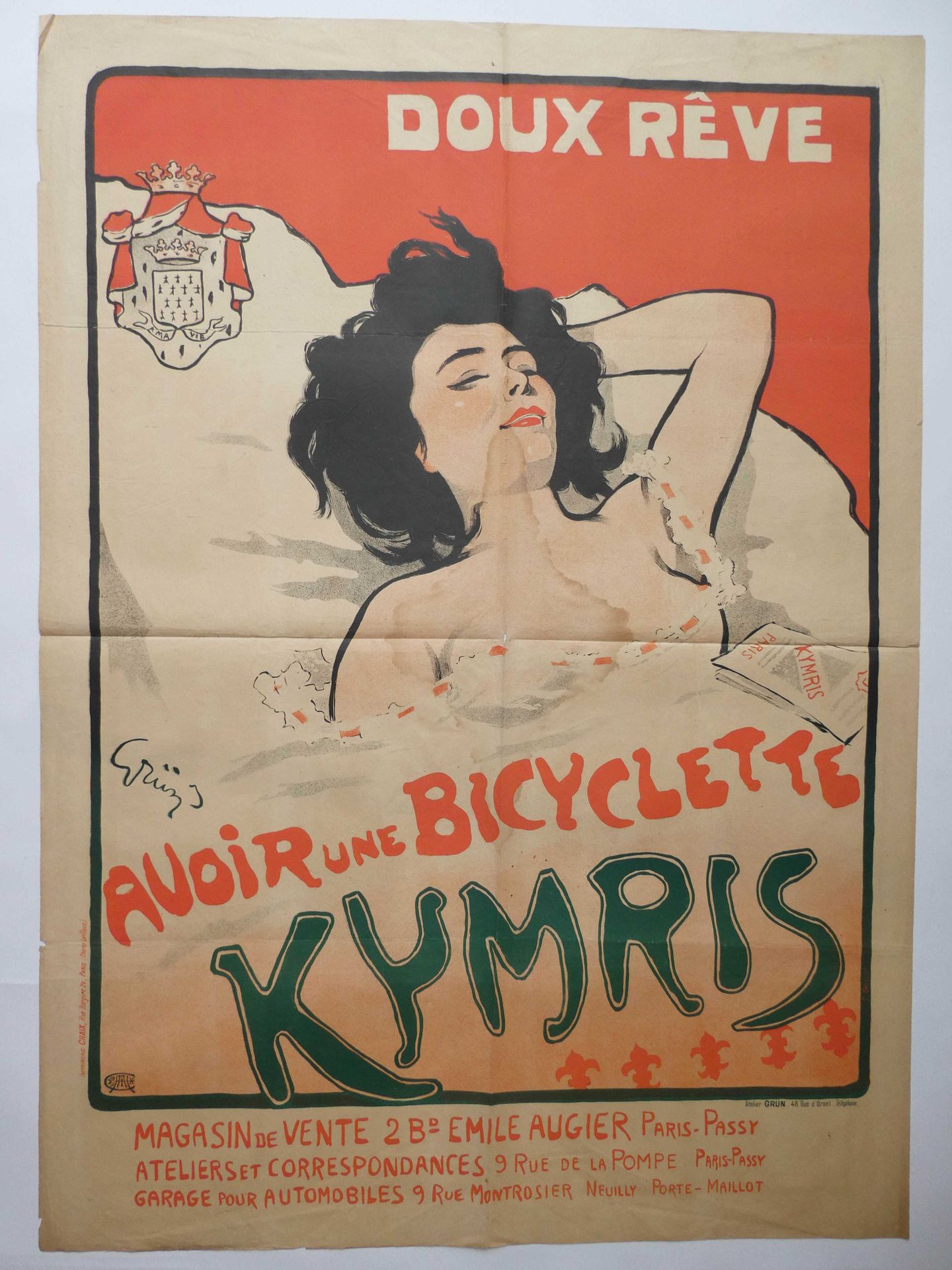Null Jules Alexandre GRUN (1868-1934) "Doux Rêve avoir une bicyclette Kymris". G&hellip;