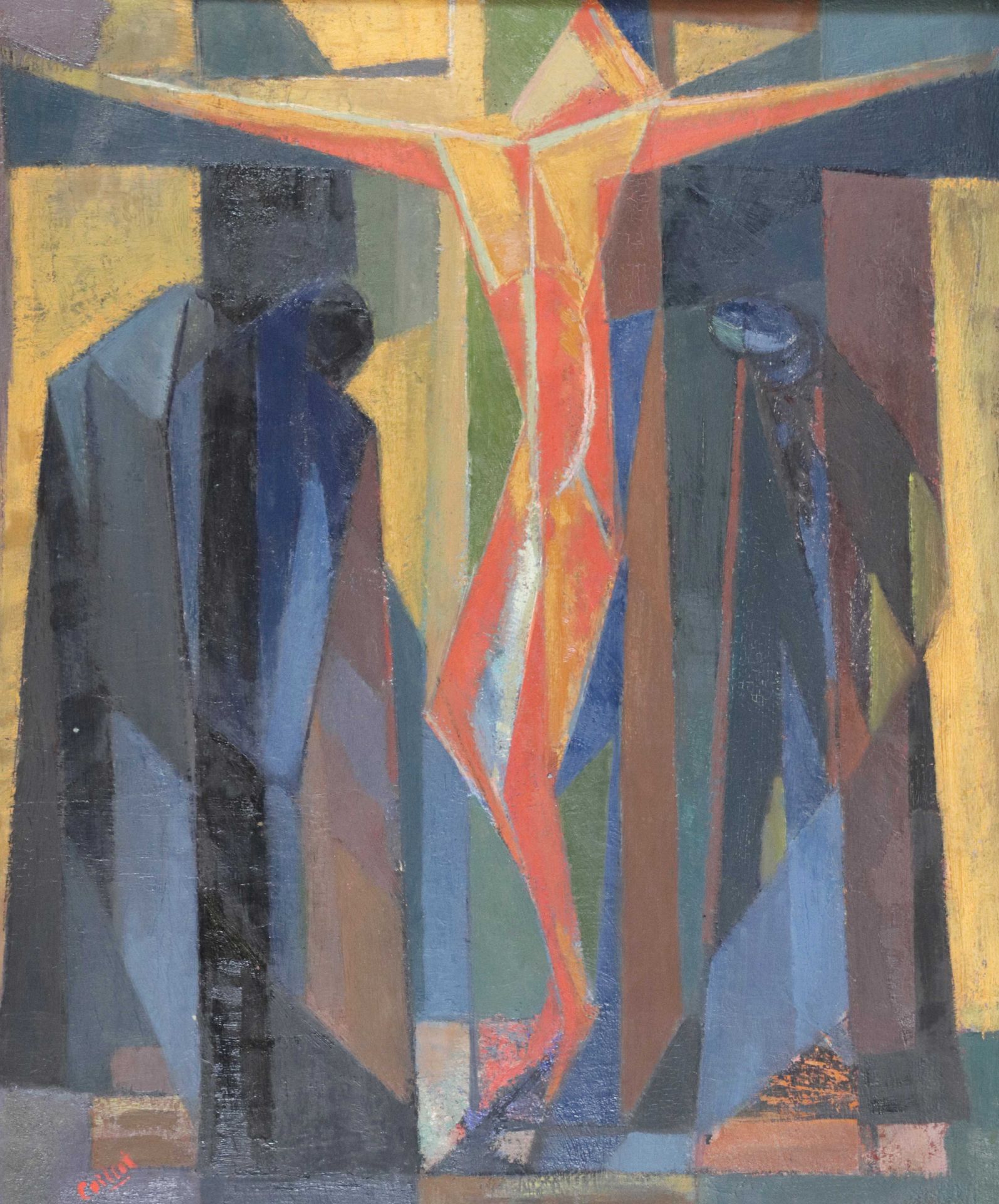 Null Henri CAILLET (XX) "Christus am Kreuz" hsp sbg 54x45