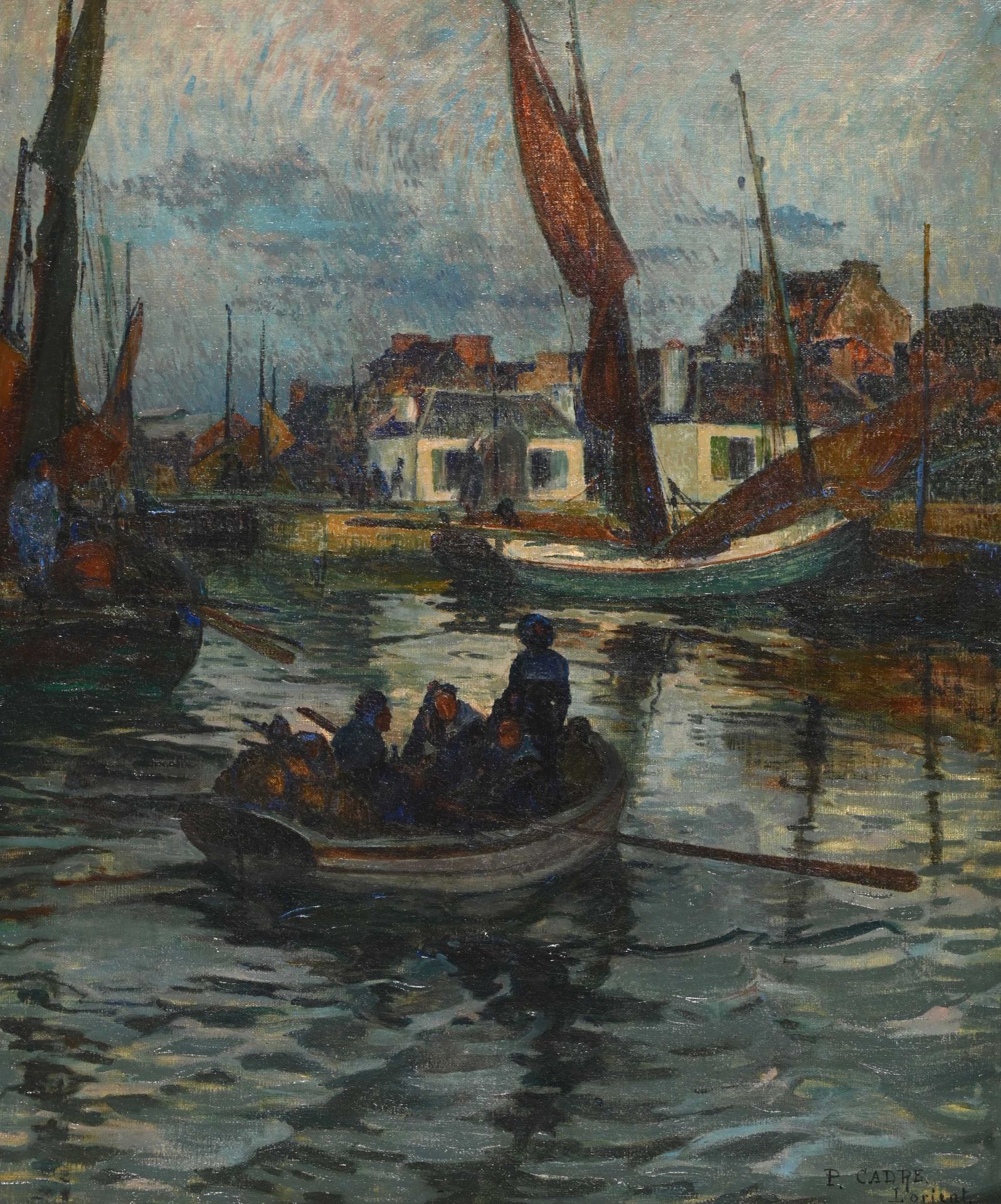 Null Pierre CADRE (1884-1972) "Lorient le passage" hst sbd située 55x46