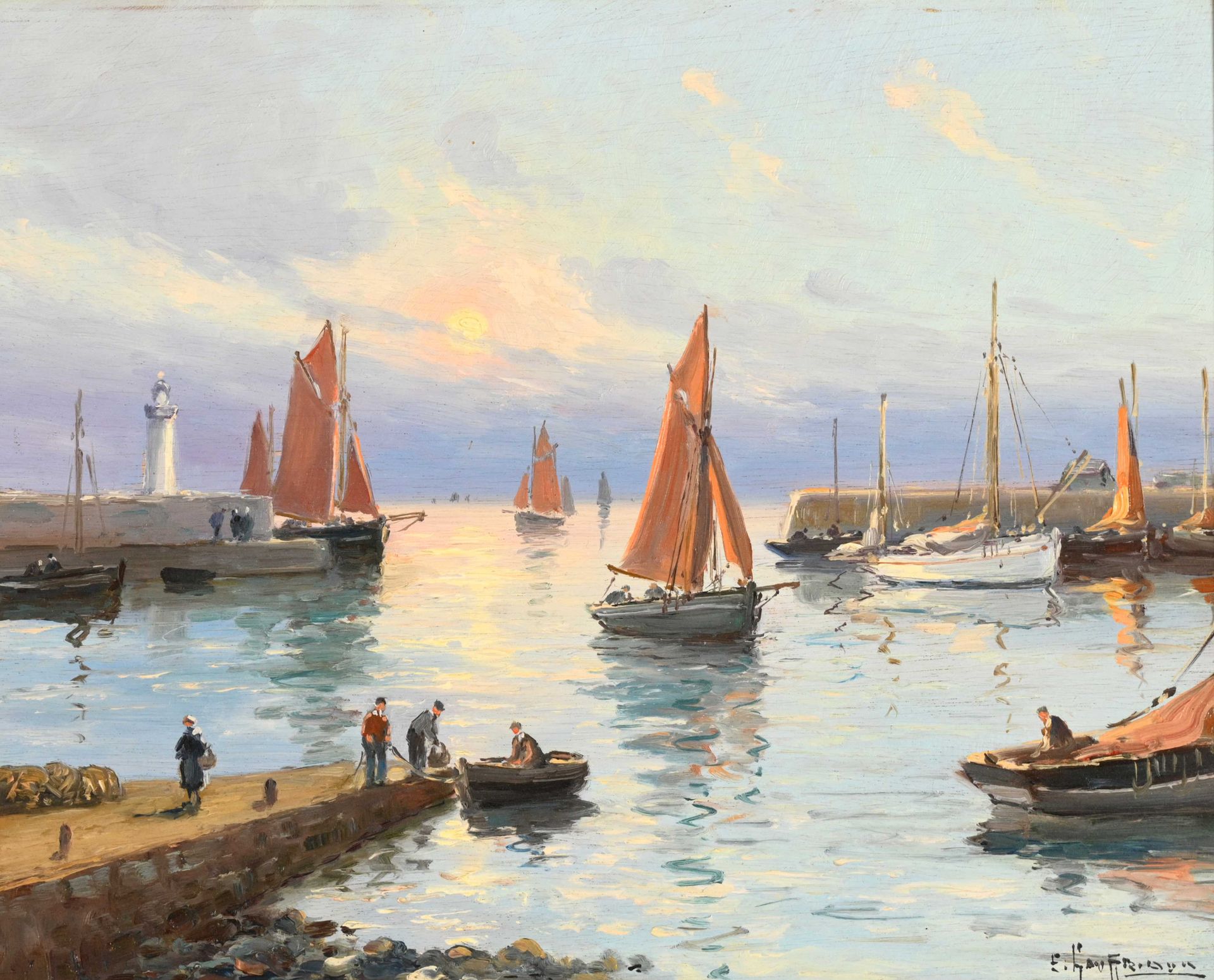 Null Emile GAUFFRIAUD (1877-1957) "Port Joinville, Ile d'Yeu" hsp sbd located on&hellip;