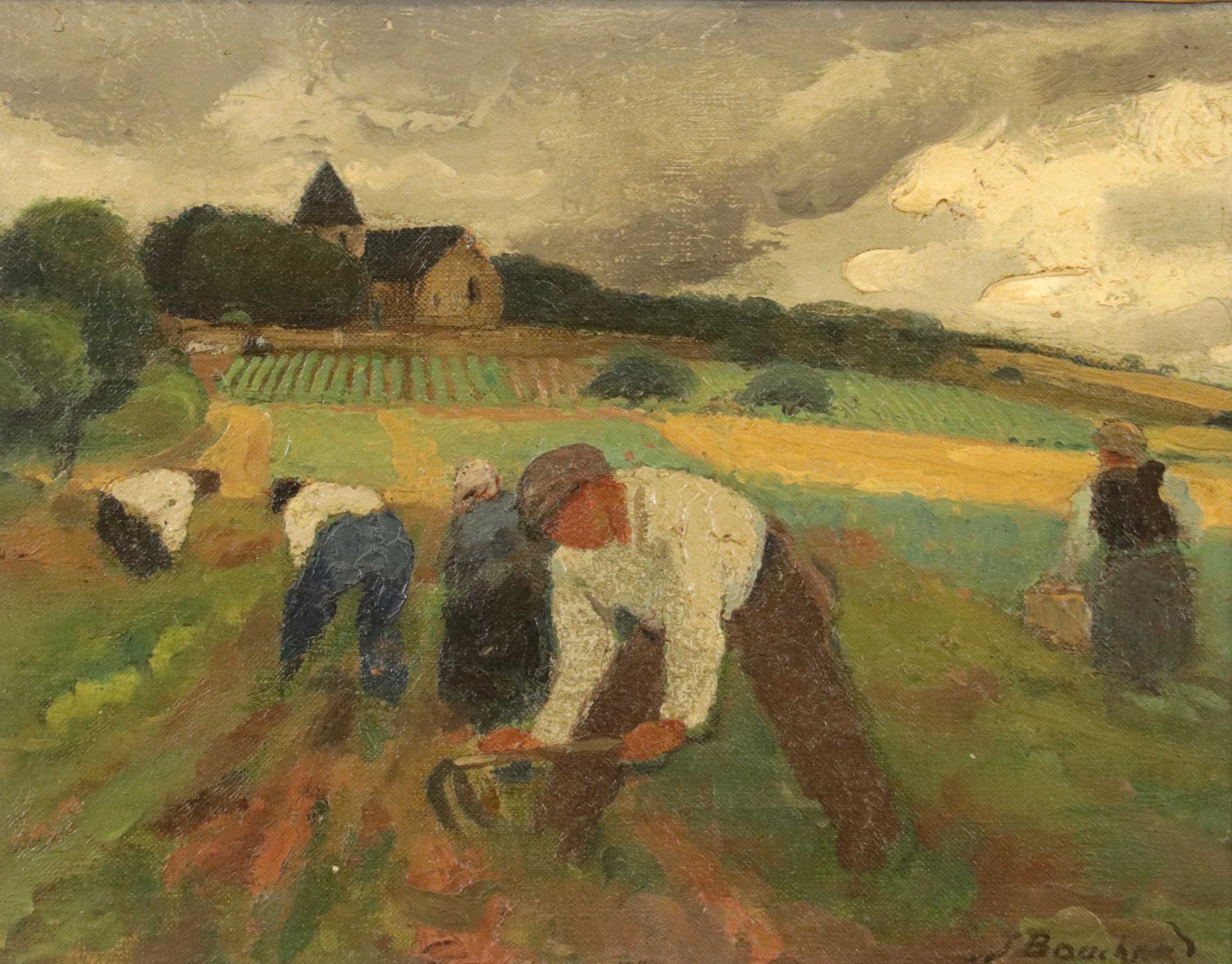 Null Jean BOUCHAUD (1891-1977) "Work in the fields, Chambon sur Sissé" hst wd 19&hellip;