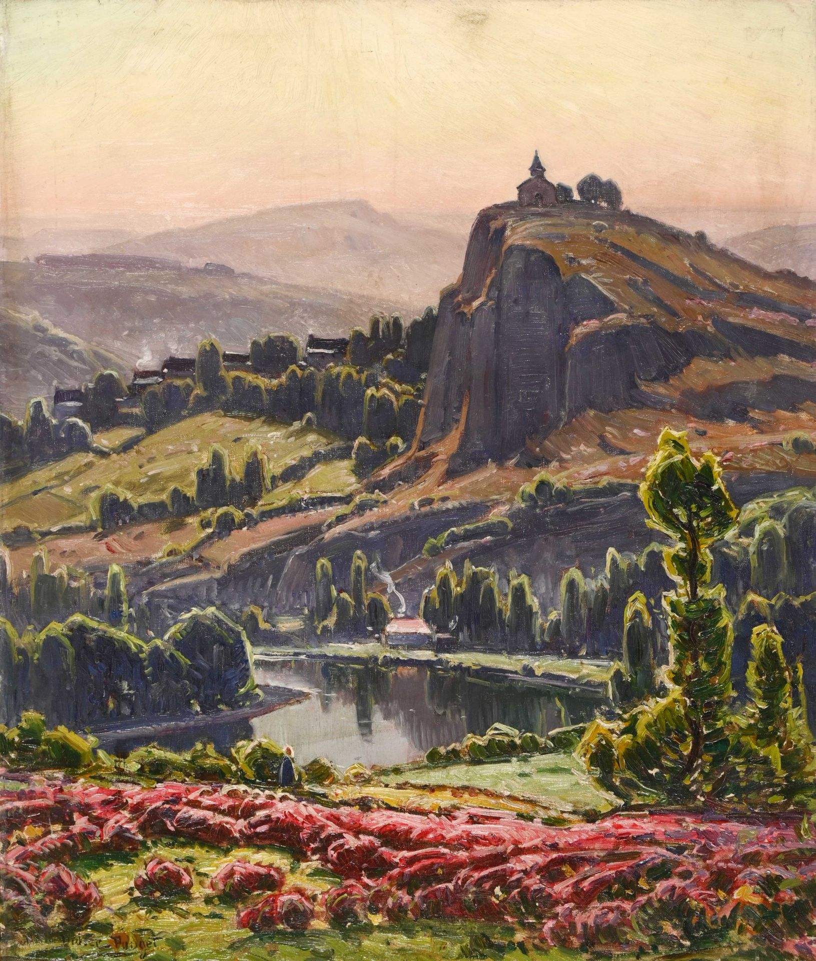 Null William DIDIER-POUGET (1864-1959) "Vallée de l'Aveyron" hst sbg 55x45