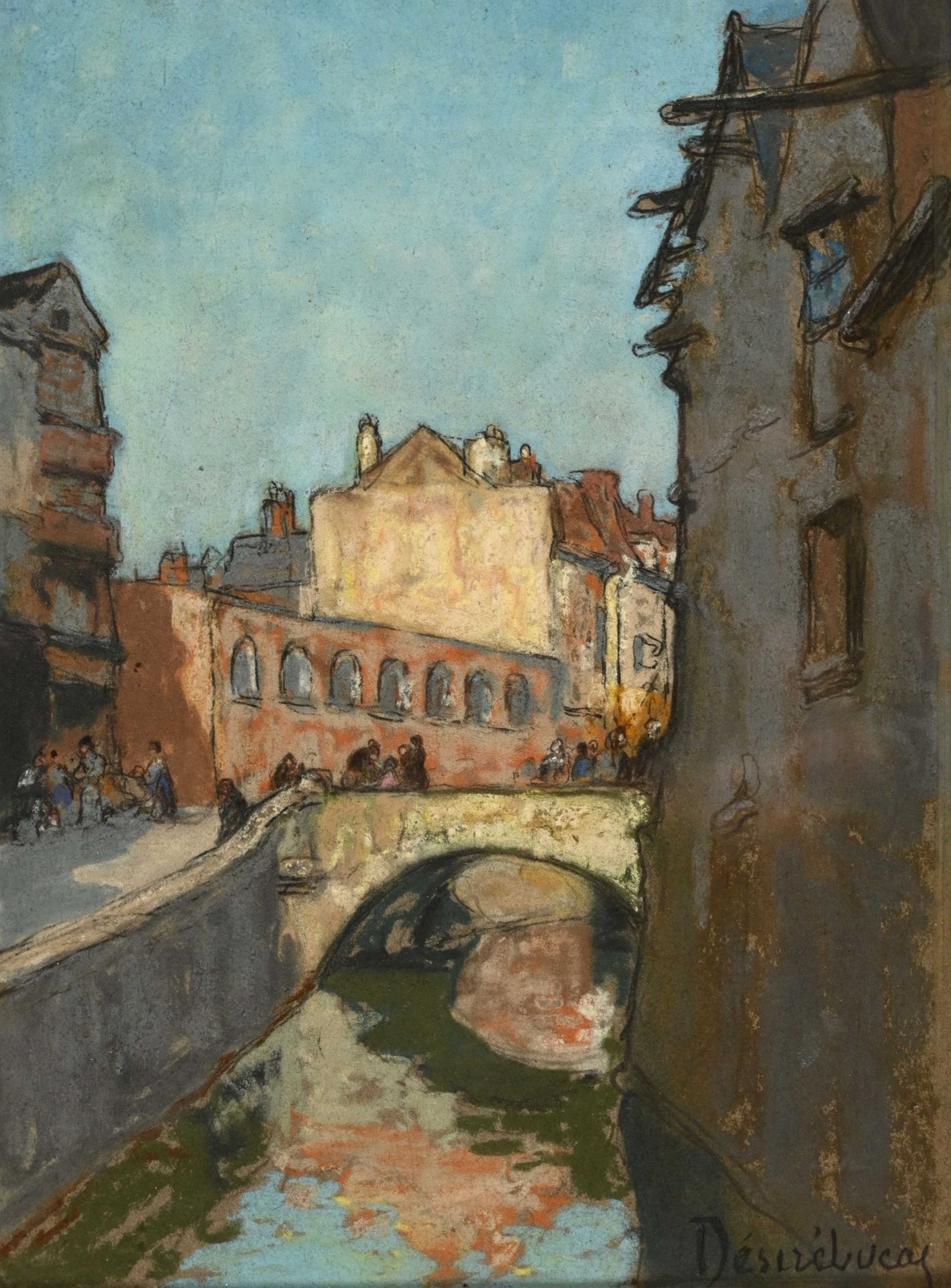 Null Louis Marie DESIRE-LUCAS (1869-1949) "Presumed view of Florence" pastel sbd&hellip;