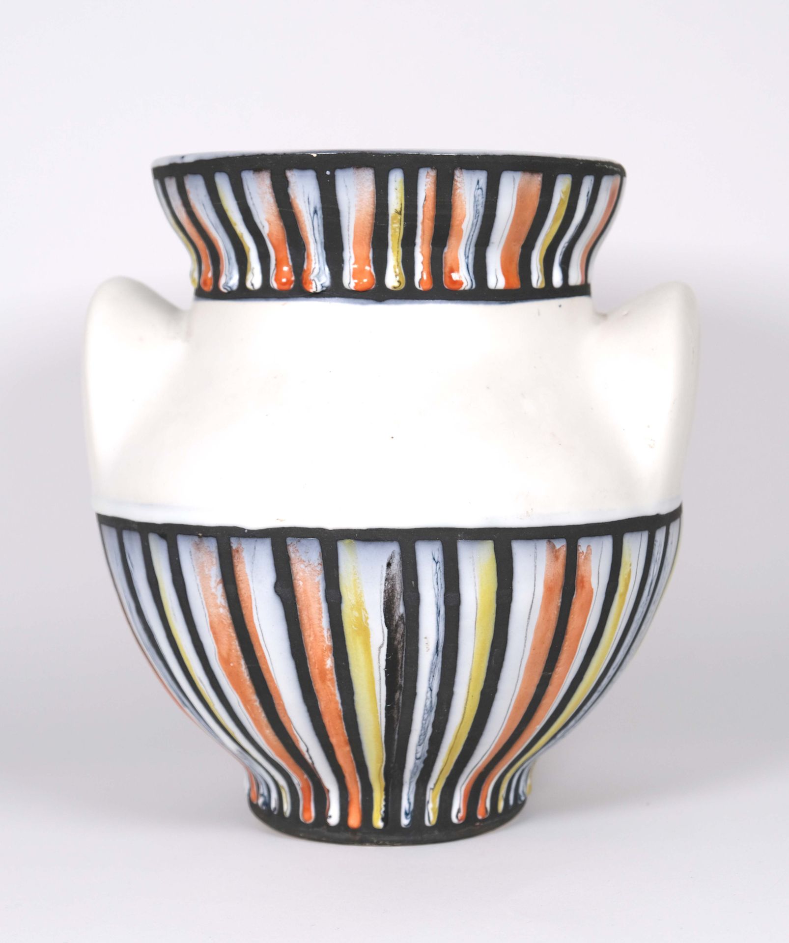Null Roger CAPRON (1922-2006) Vaso in ceramica smaltata di Vallauris con orecchi&hellip;