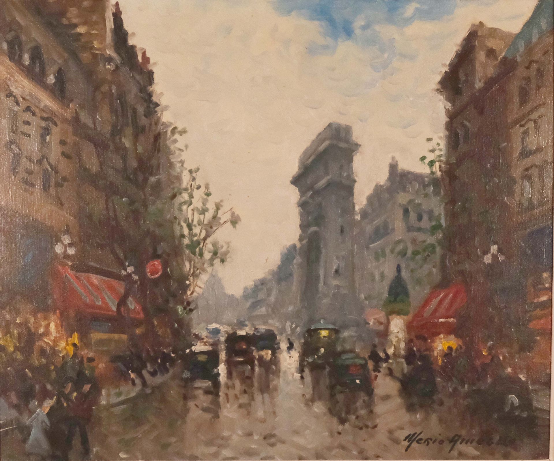 Null Merio AMEGLIO (1897-1970) "Boulevard Saint-Denis" huile sur toile signée en&hellip;