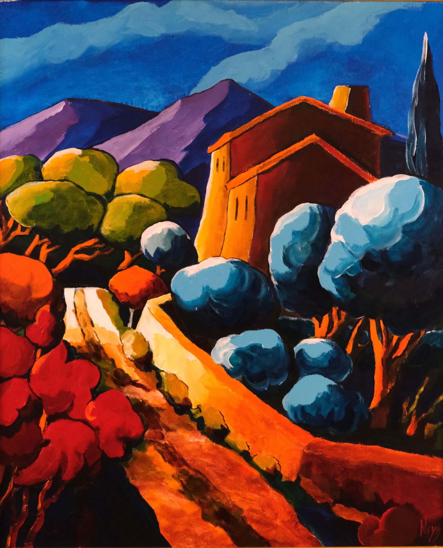 Null Gérard NEYB (1948) "Le Chemin des Alpilles" 布面油画，右下角签名 65 x 54 cm