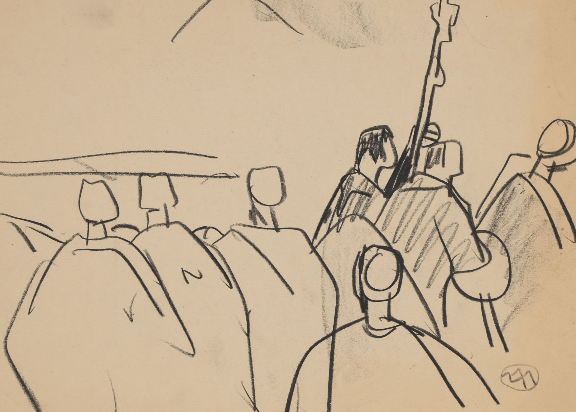 Null Mathurin MEHEUT (1882-1958) "Procession, St Hervé" grease pencil monogramme&hellip;