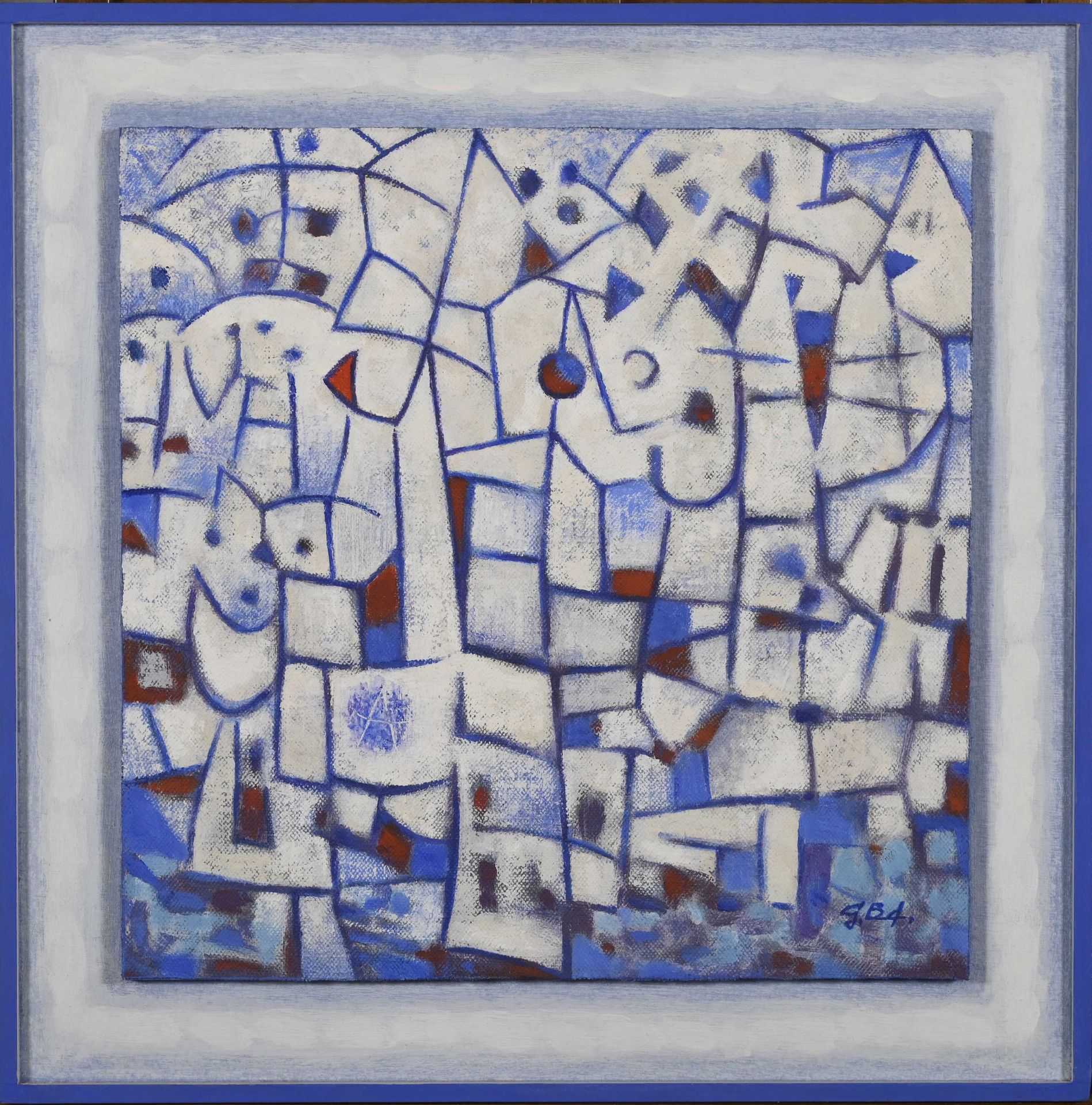 Null Georges BESCOND (1938) "Composition élévation" 画板上的大理石花纹 40x40