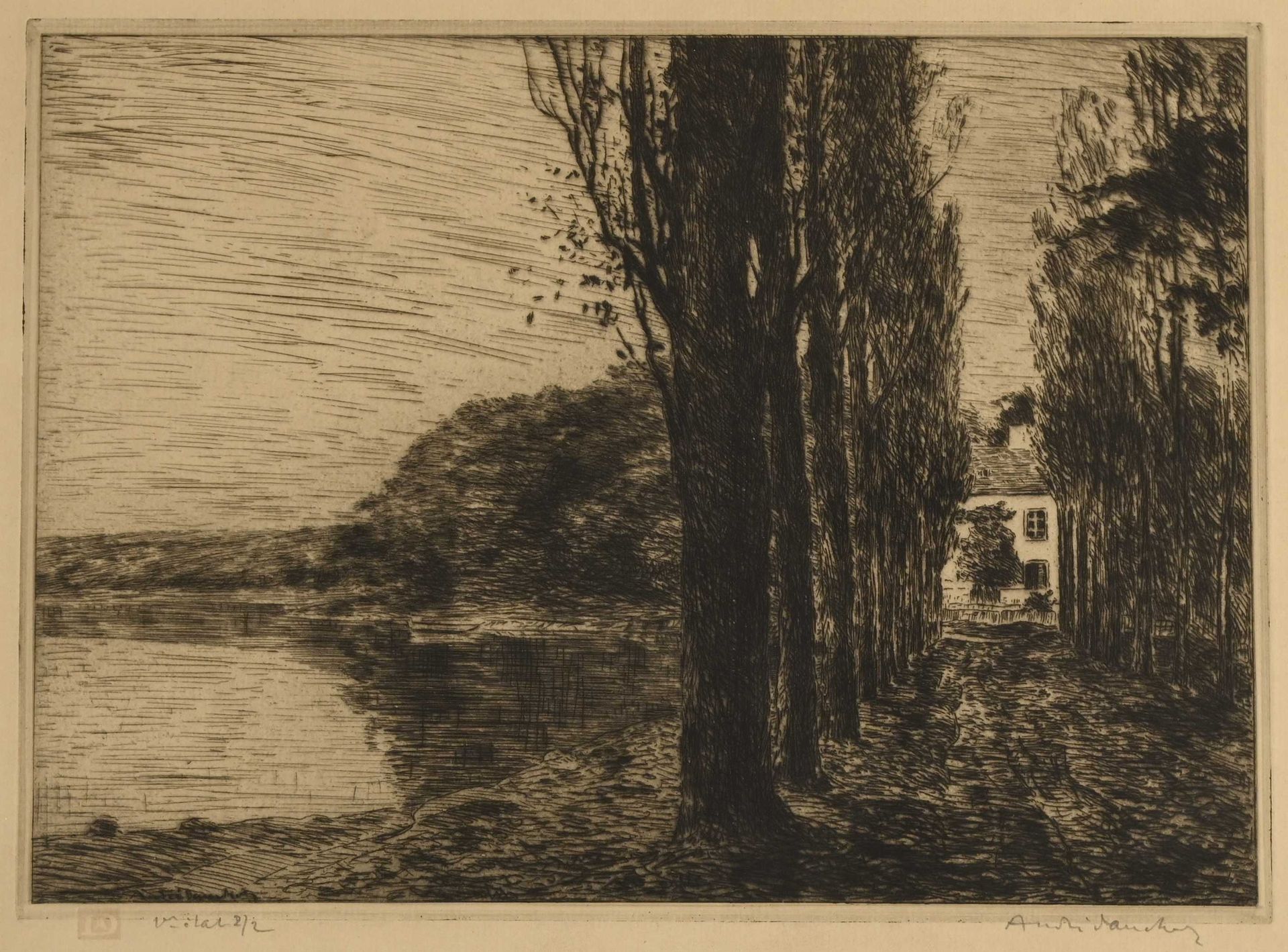 Null André DAUCHEZ (1870-1948) "Le Manoir" eau forte sbd. Référence Brugal 49-04&hellip;
