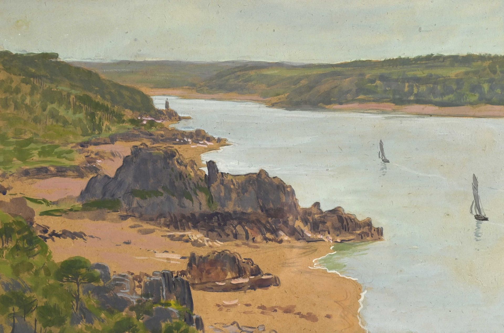 Null Jean Francis AUBURTIN (1866-1930) "Estuaire du Trieux" gouache 37,5x54,5

R&hellip;