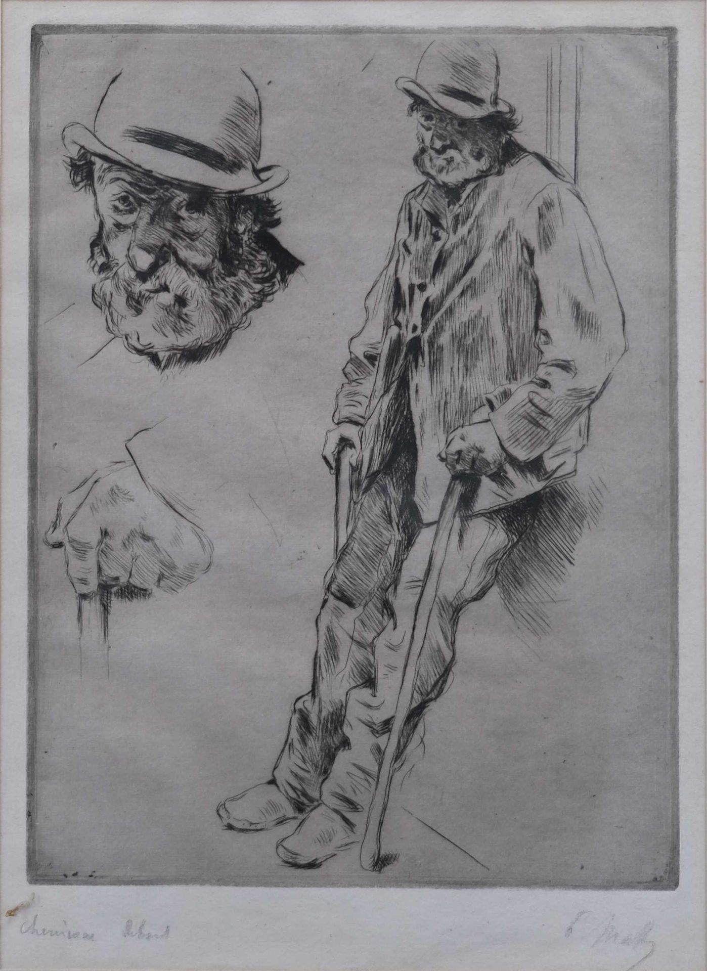 Null Paul Victor MATHEY (1844 - 1929) "The standing railwayman" etching signed b&hellip;