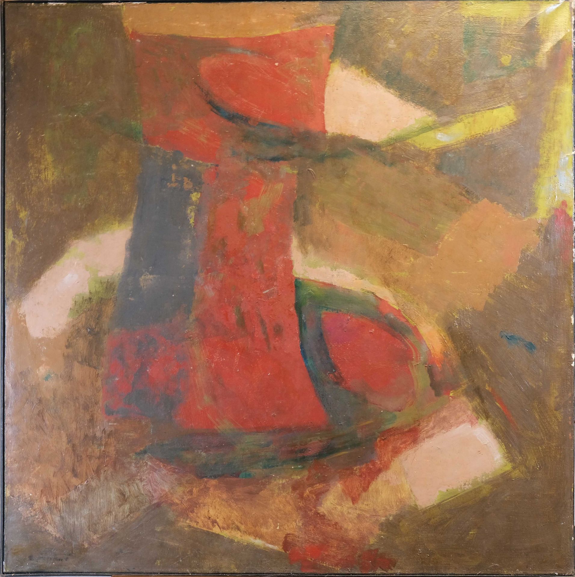 Null Robert FONTENE (1892-1980) "抽象构图" 油画，左下角签名 90 x 90 cm