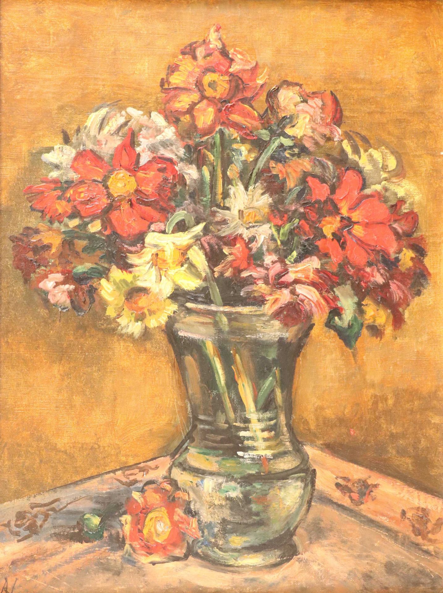 Null André VILLEBOEUF (1893-1956) « bouquet de fleurs » huile sur toile monogram&hellip;