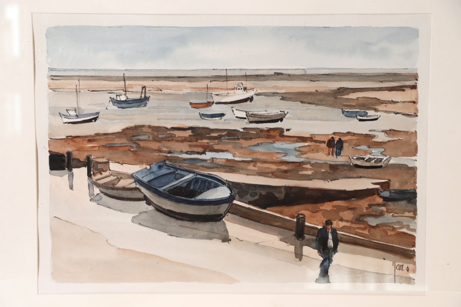 Null 罗伯特-扬(1901-1994) 1973年被任命为海军画家" Ile de Sein, le quai sud" aq sbd 36 x 50