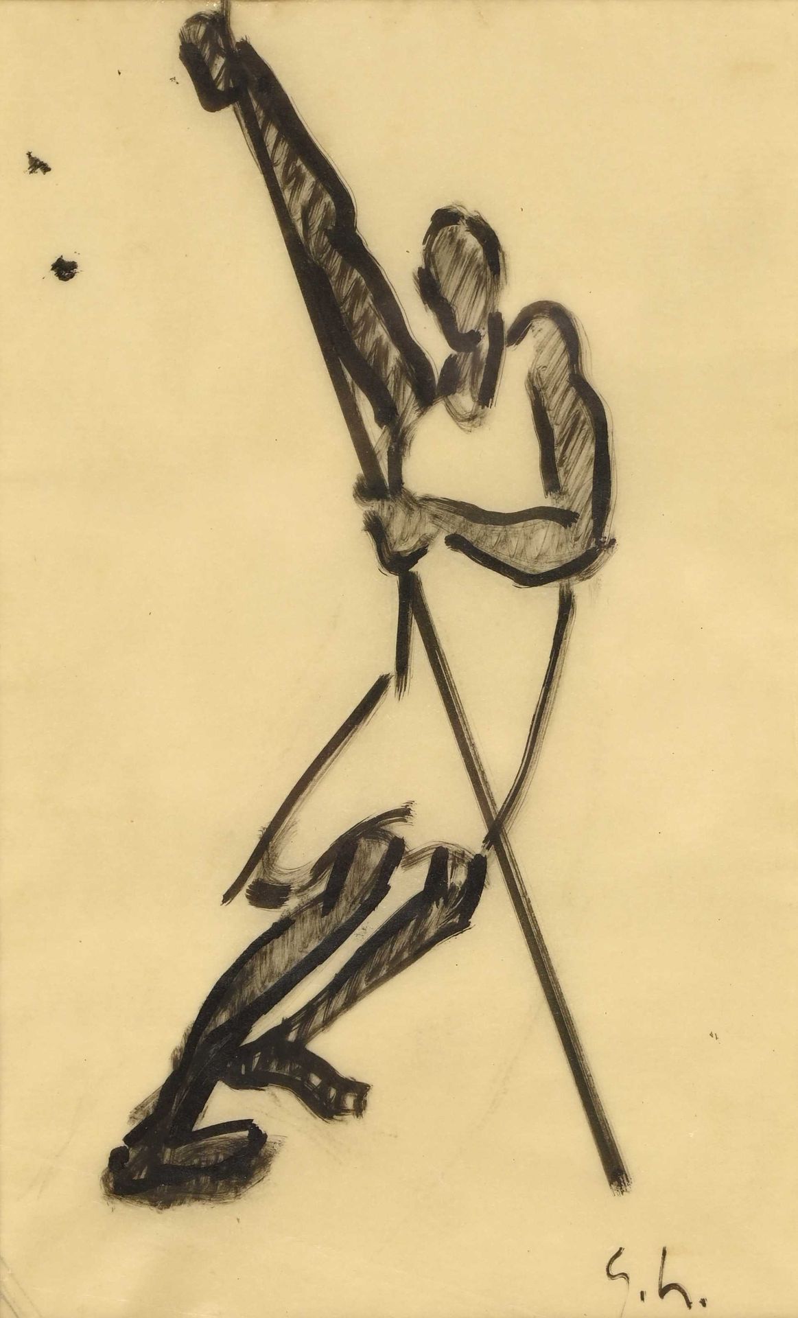 Null Gustave HERVIGO (1896-1993) "Le piroguier" encre mbd 26x15.5