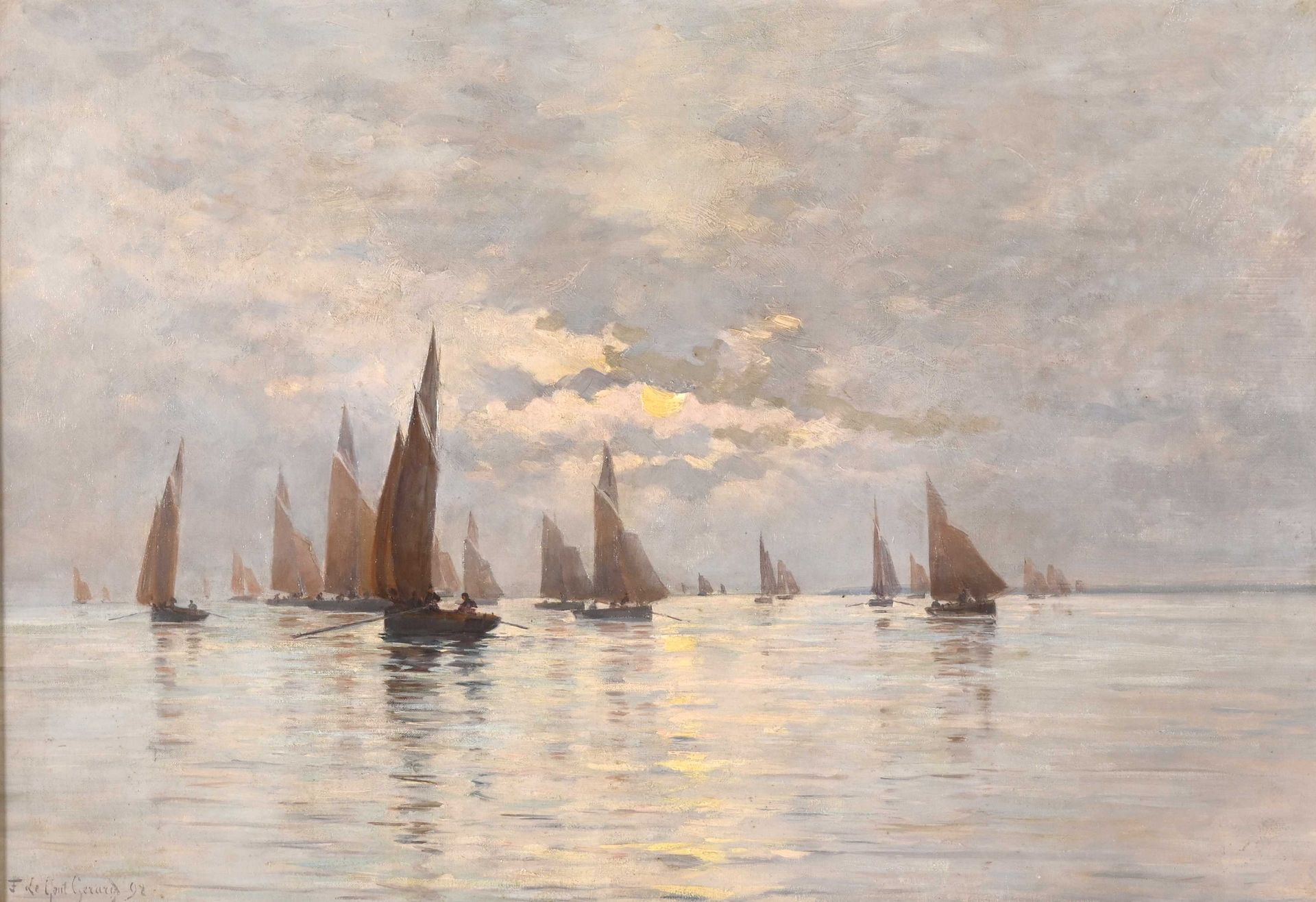 Null Fernand LEGOUT-GERARD (1854-1924) "Le retour des barques sardinières" hst s&hellip;