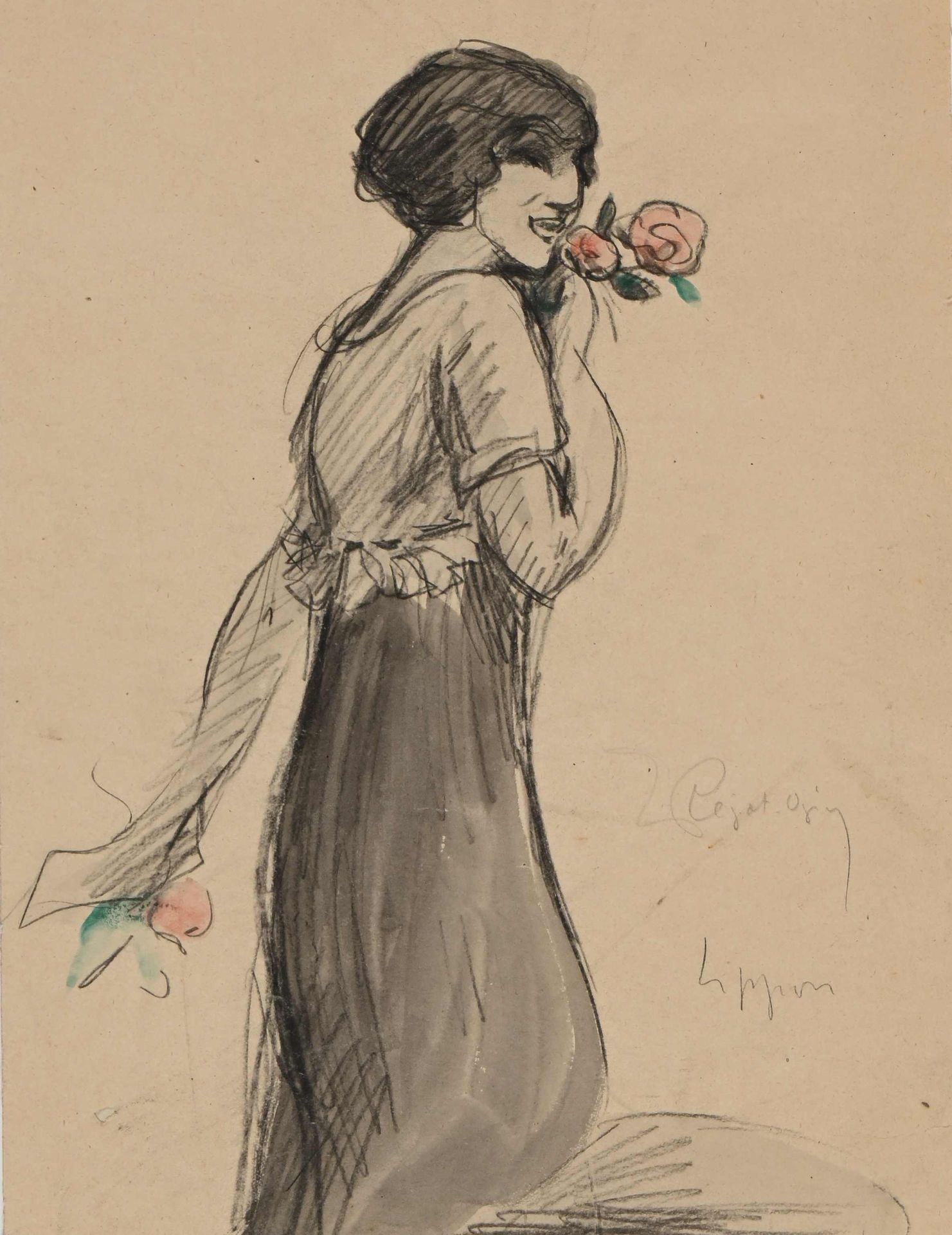 Null Jean-Bertrand PEGOT-OGIER (1877-1915) "Femme à la rose ou "Le Lippon", Plum&hellip;