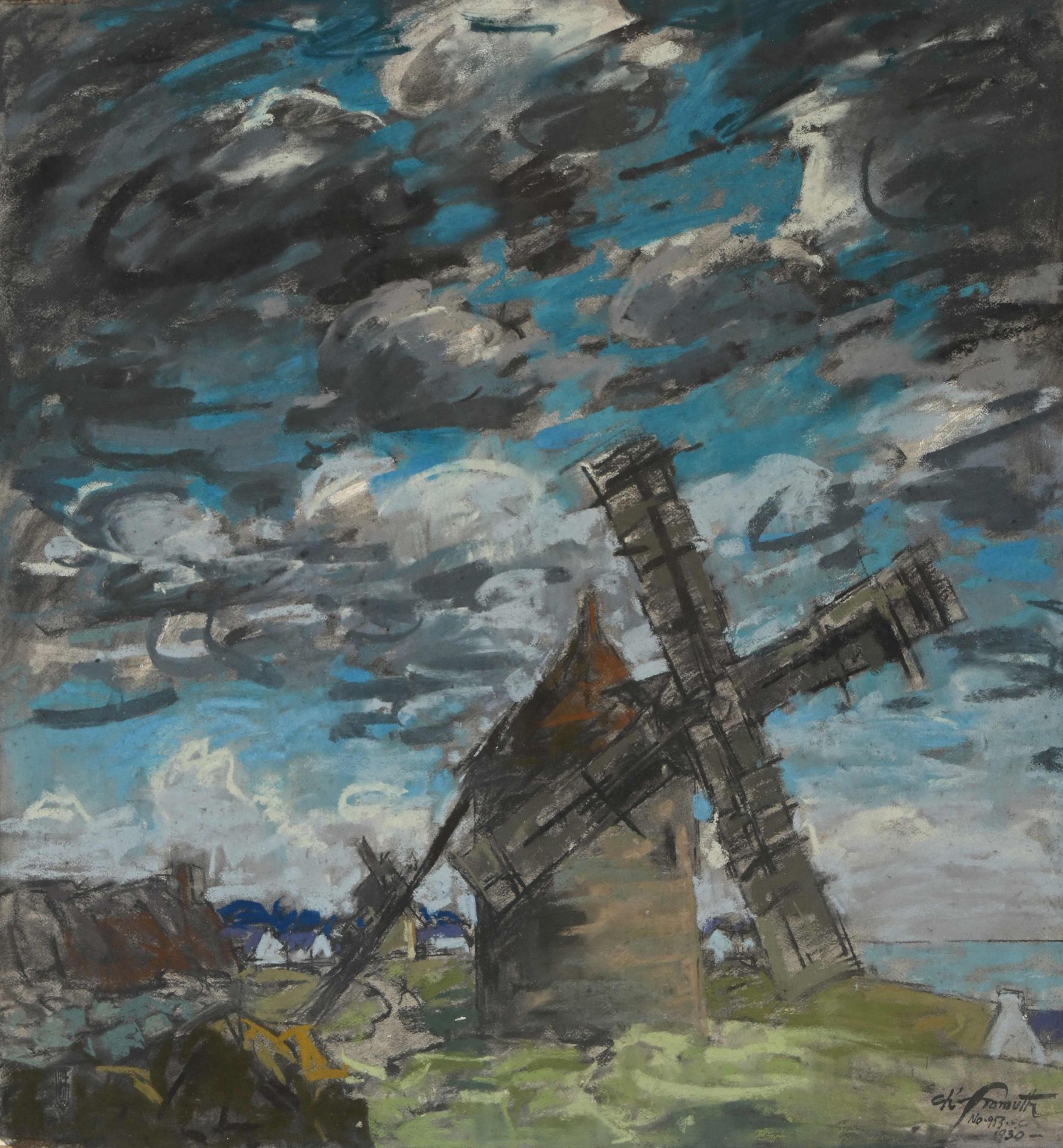 Null Charles FROMUTH (1861-1937) "Le moulin", Pastel signé en bas à droite, 75 x&hellip;