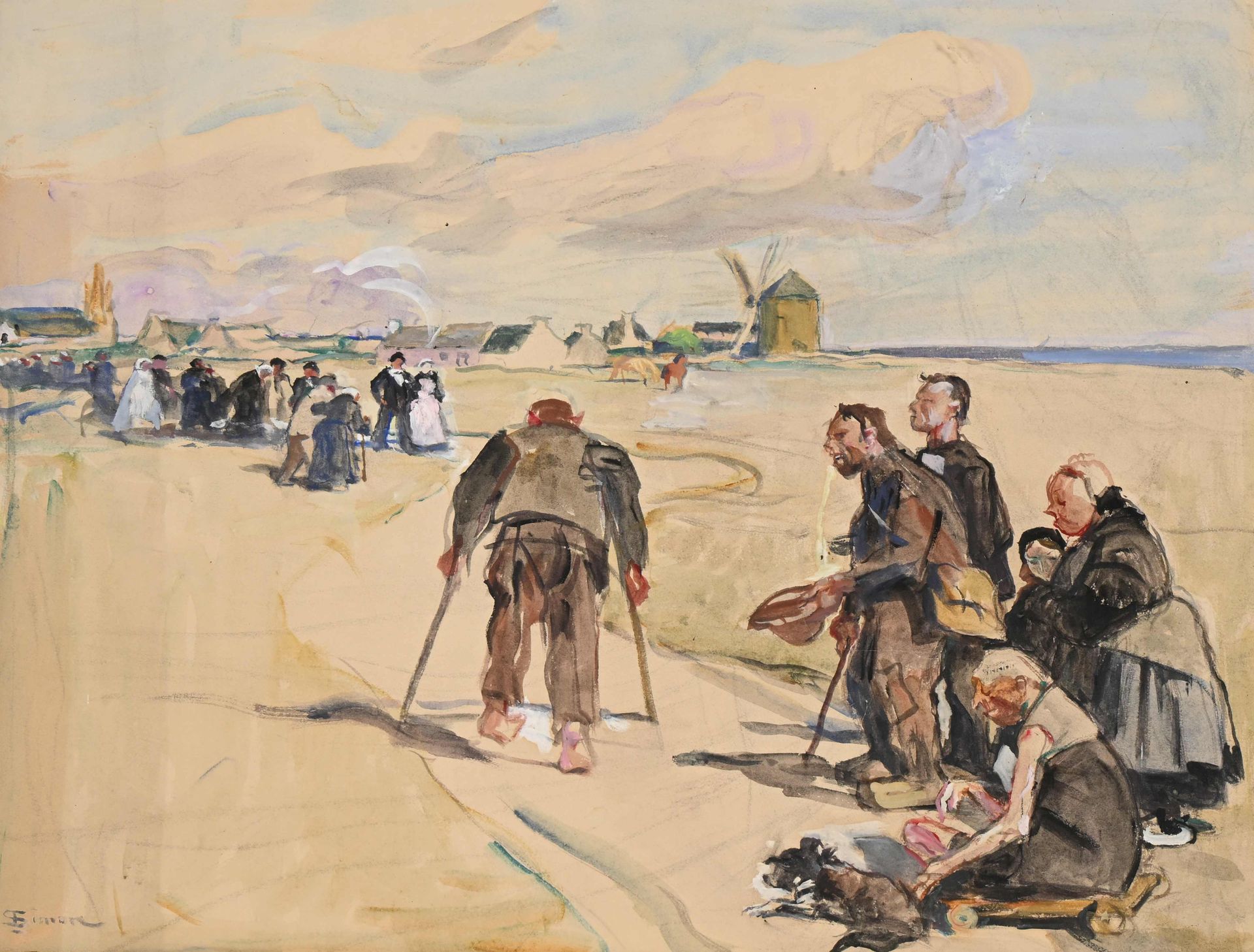 Null Lucien SIMON (1861-1945) "Les mendiants", Illustration for Pierre Loti's Pê&hellip;