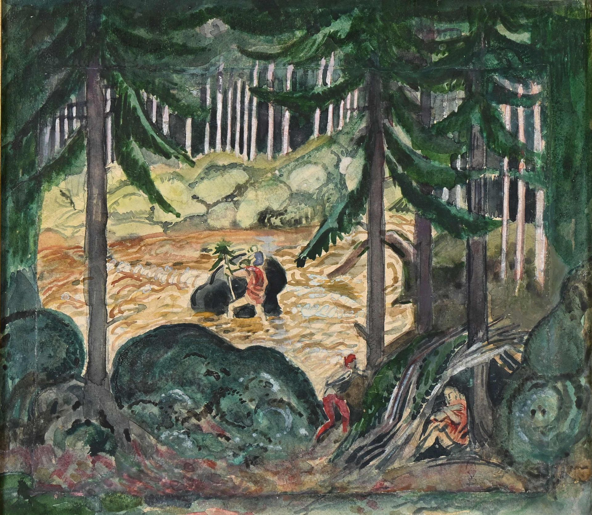Null Maurice DENIS (1870-1943) "La légende de Saint Christophe : La Forêt, Acte &hellip;